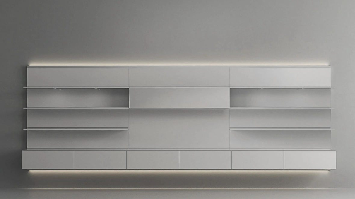 Parete Attrezzata Abacus Grigio Chiaro di Rimadesio