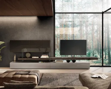 Parete Attrezzata in vetro e legno Air 2725 di Lago