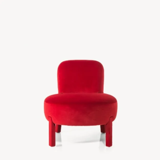 Poltroncina in tessuto rosso Bonobo di Moroso