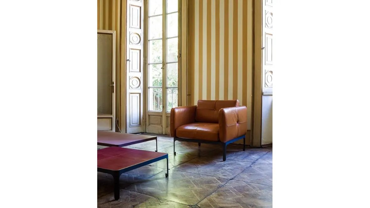 Poltrona squadrata in pelle Modernista di Moroso