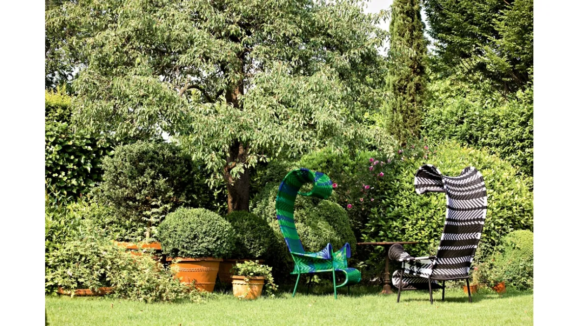 Poltrona in tessuto intrecciato Shadowy di Moroso