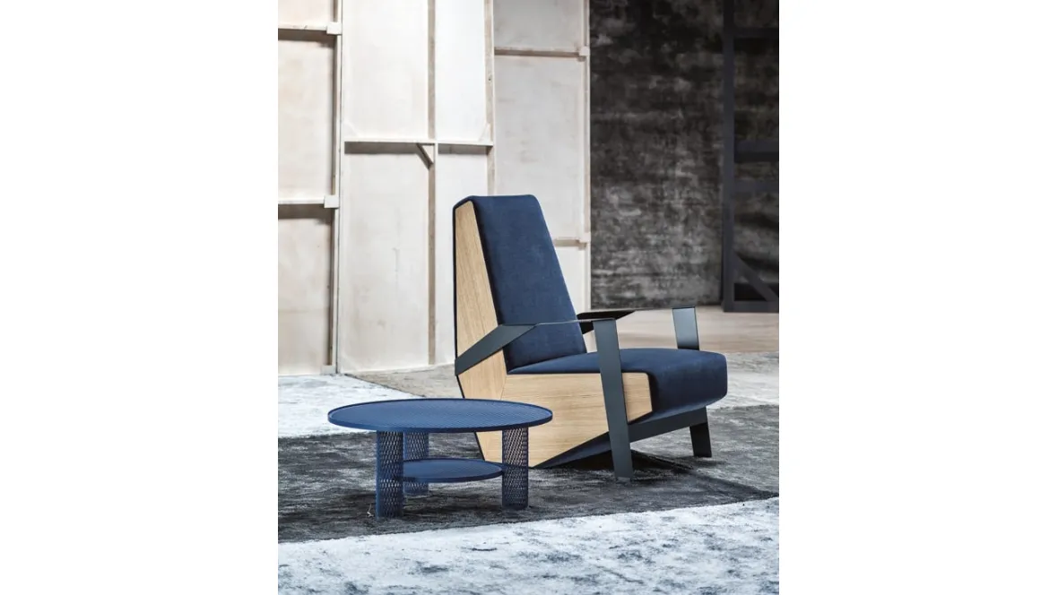 Poltrona di design in tessuto con braccioli e piedi in acciaio verniciato Silver Lake di Moroso