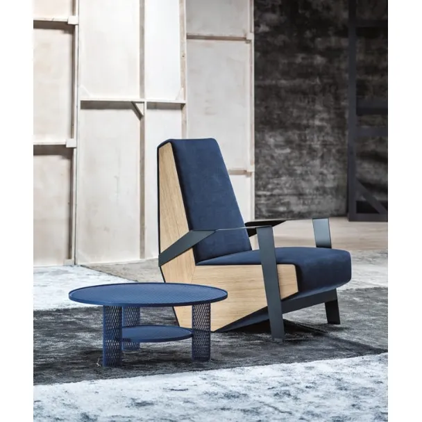 Poltrona di design in tessuto con braccioli e piedi in acciaio verniciato Silver Lake di Moroso