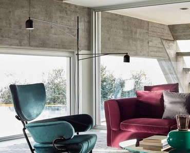 Poltrona di design Tre Pezzi in tessuto con struttura in tubolare di acciaio di Cassina