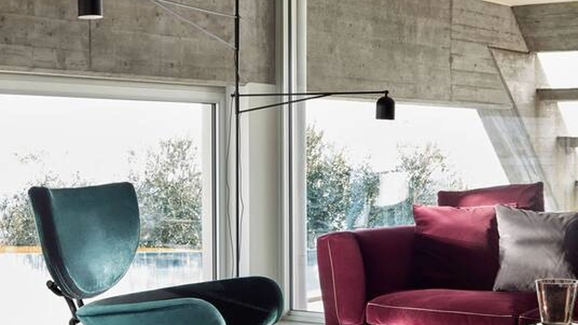 Poltrona di design Tre Pezzi in tessuto con struttura in tubolare di acciaio di Cassina