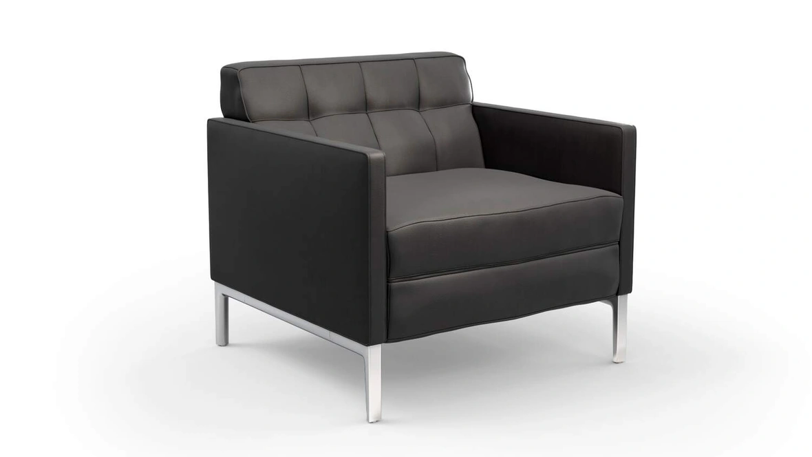 Poltrona Volage EX-S Night in pelle con base in alluminio cromato lucido di Cassina