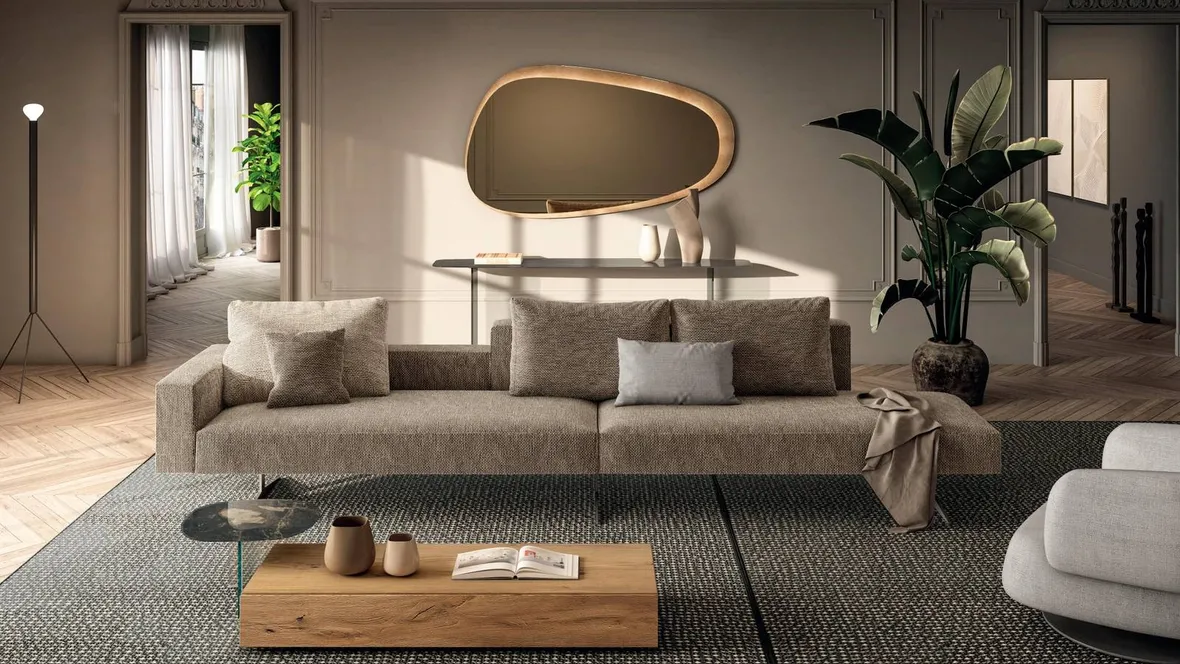 Divano lineare in tessuto Air di Lago