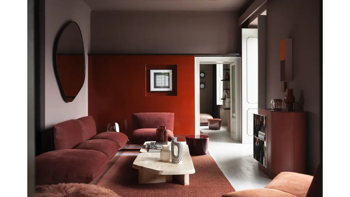 Divano lineare in pelle Aura di Baxter