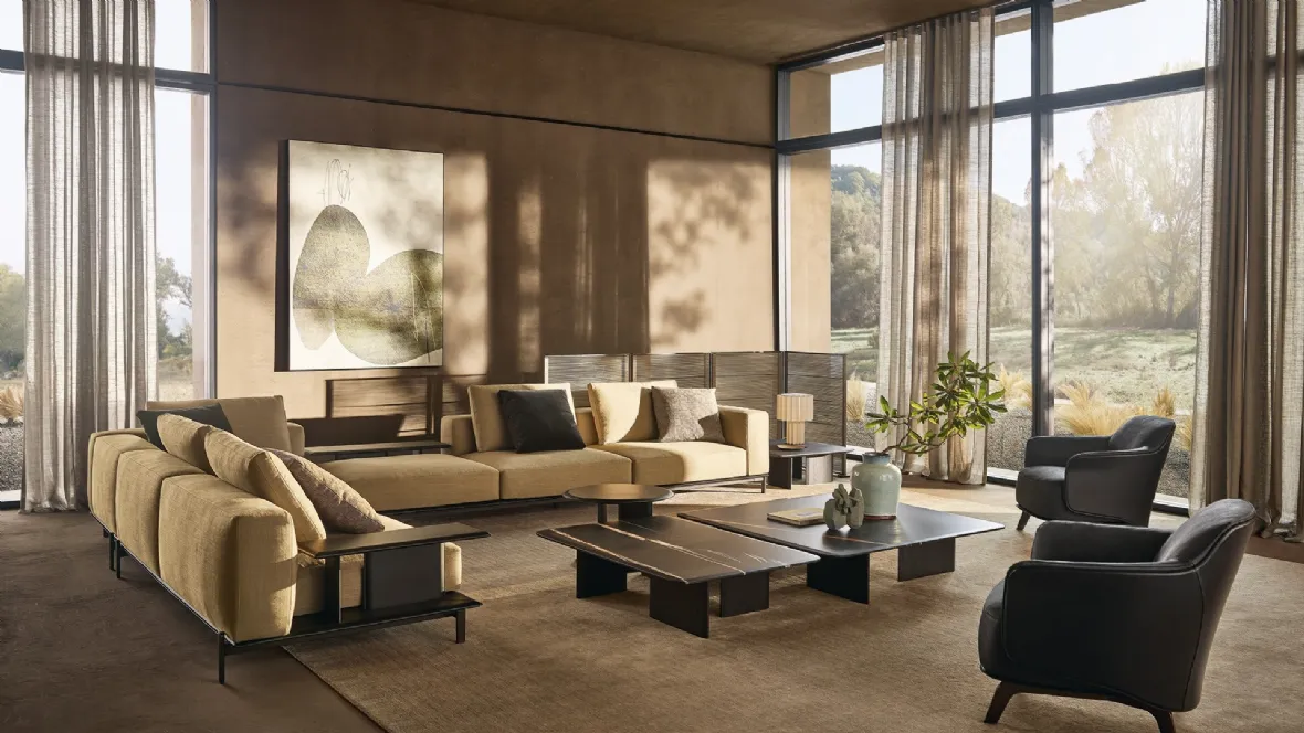 Divano angolare in tessuto Brera di Poliform