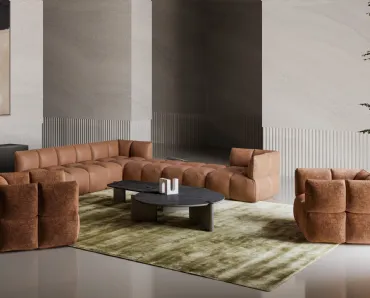 Divano angolare in pelle Brik di Bonaldo