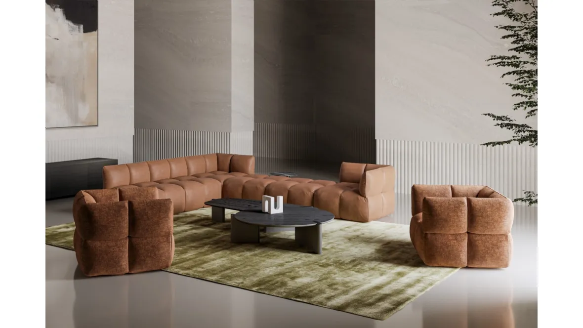 Divano angolare in pelle Brik di Bonaldo