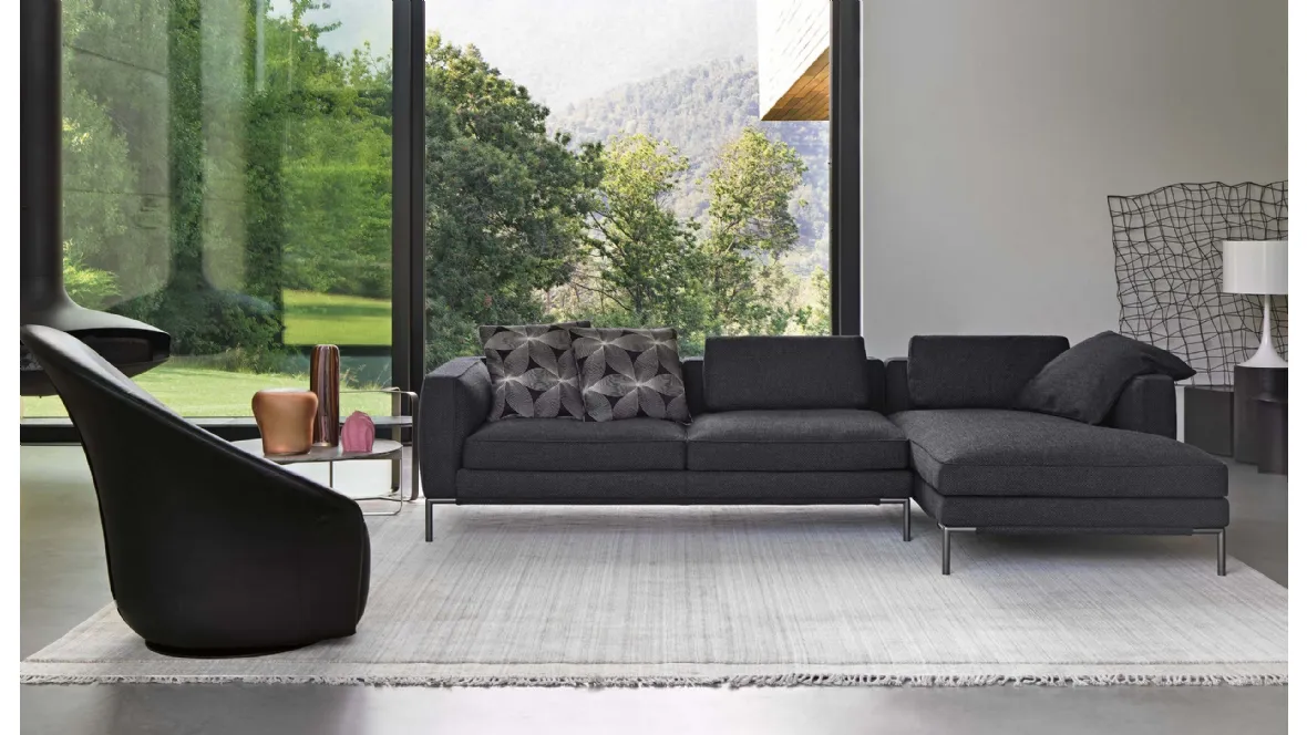 Divano in tessuto con penisola Icon di Flou