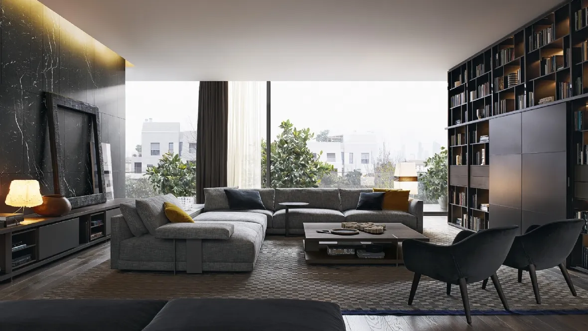 Divano Bristol angolare in tessuto di Poliform