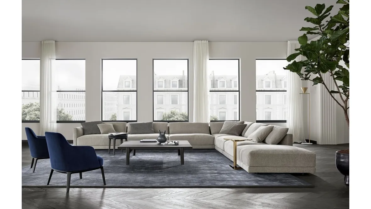 Divano angolare Bristol in tessuto con penisola di Poliform