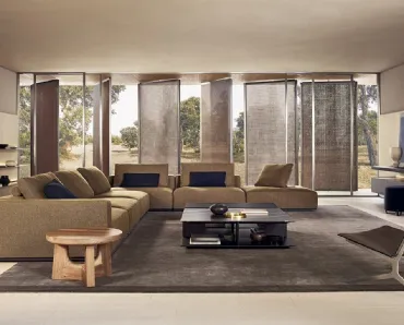 Divano angolare in tessuto Westside di Poliform