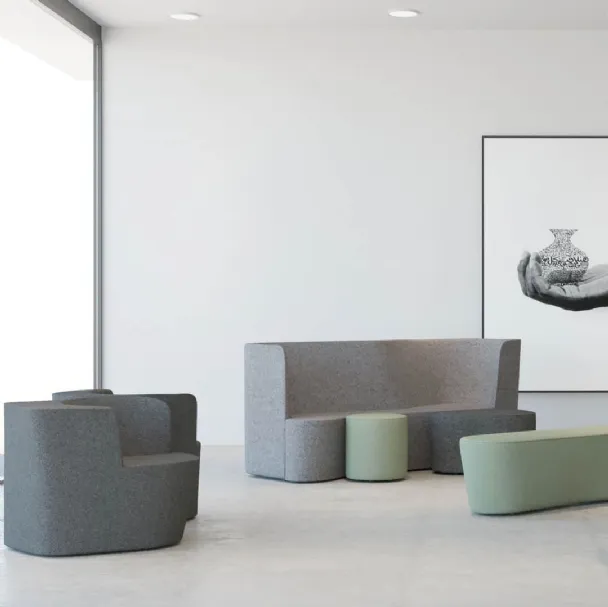 Divanetto in tessuto per ambienti contract Taba di Moroso