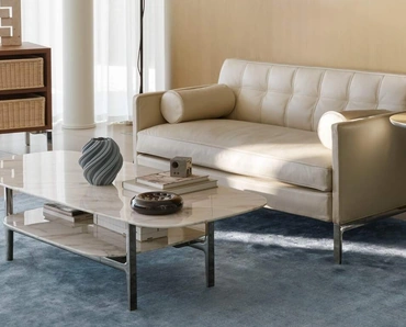 Divano lineare in pelle Volage EX-S Night di Cassina