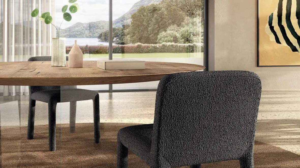 Sedia rivestita in tessuto Aqualta 2795 di Lago