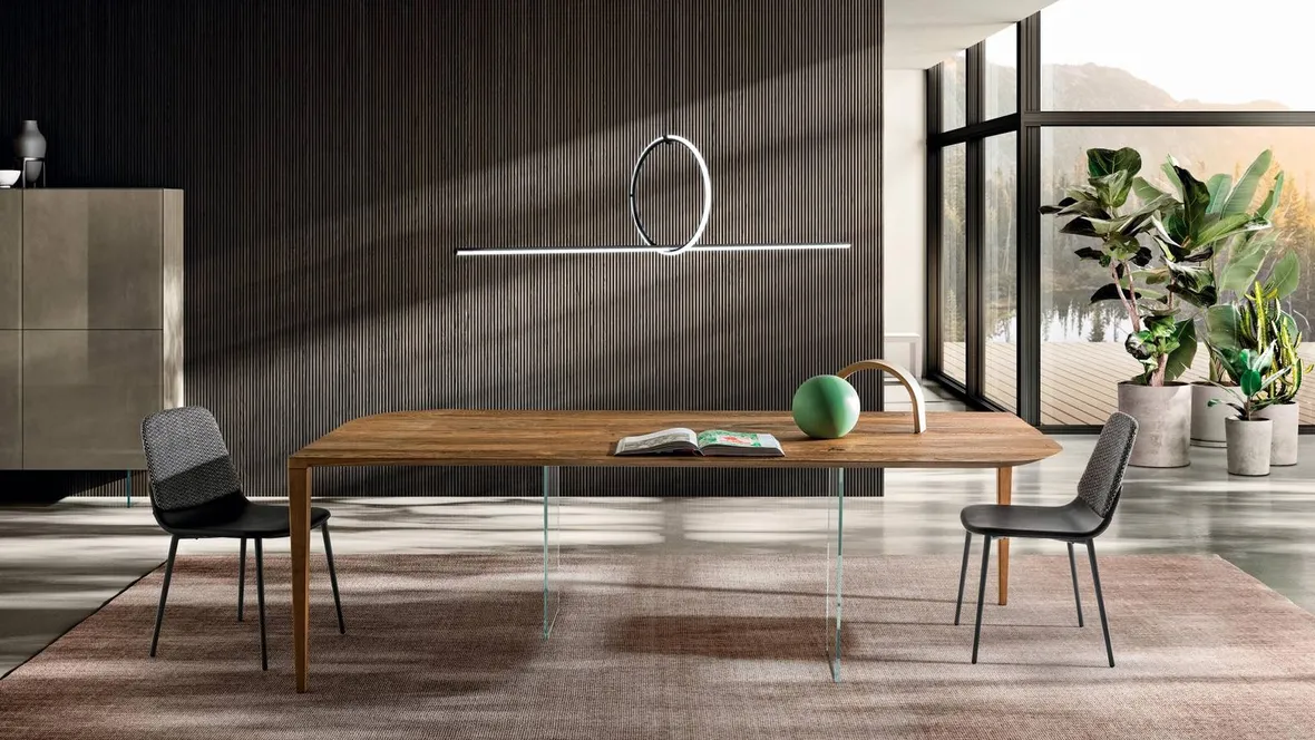 Sedia in tessuto ed ecopelle Ermes 2534 di Lago