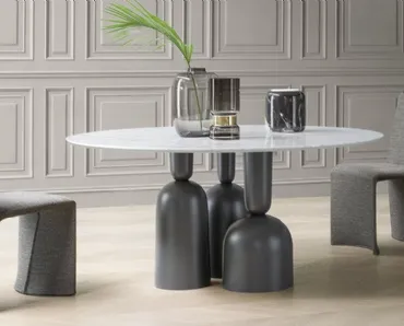 Tavolo rotondo con piano in marmo Cop di Bonaldo