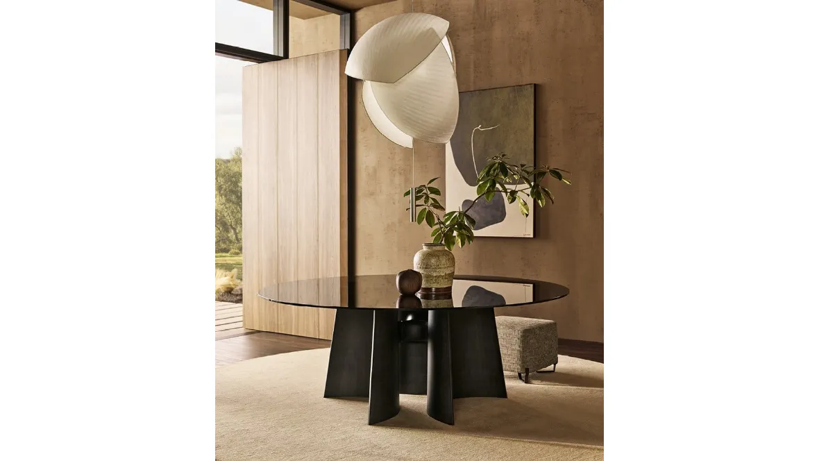 Tavolo rotondo Kensington in Vetro di Poliform