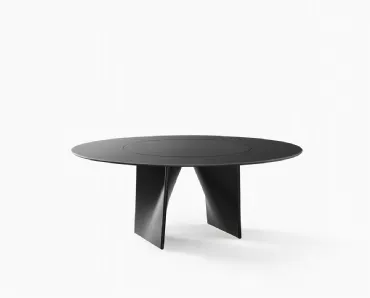 Tavolo Lambda laccato nero con top girevole di Rimadesio