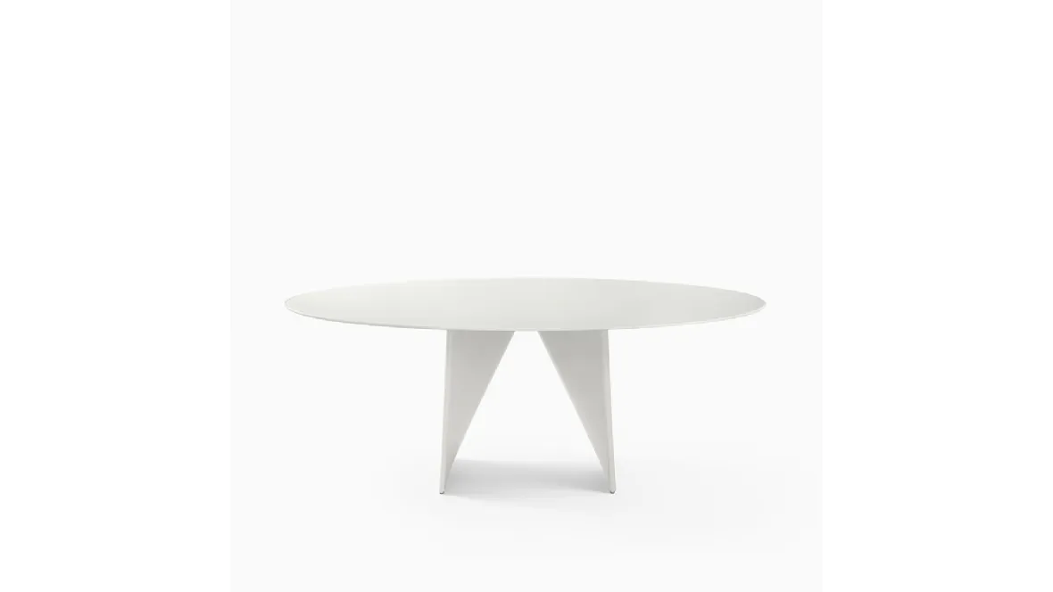 Tavolo Lambda in vetro laccato bianco di Rimadesio