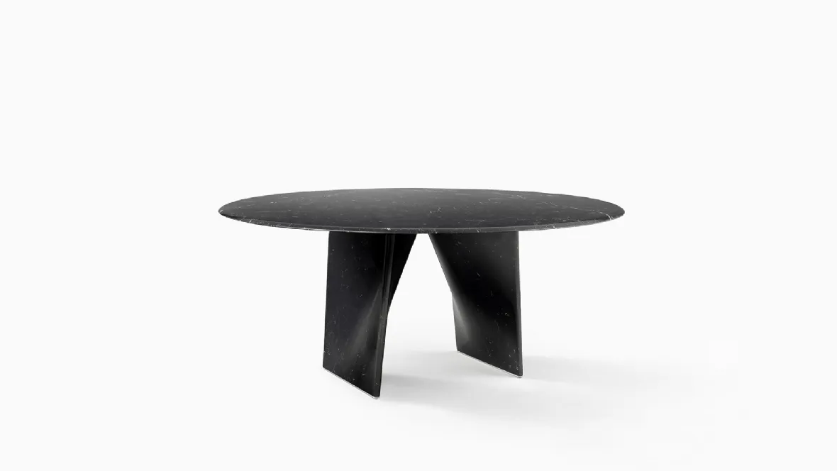 Tavolo Lambda in marmo Nero Marquinia di Rimadesio