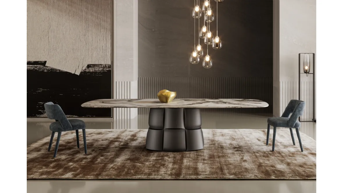 Tavolo Palazzo con top in marmo e base in poliuretano di Bonaldo