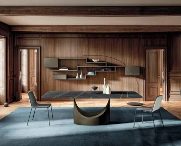 Tavolo in vetro effetto marmo U 2495X di Lago