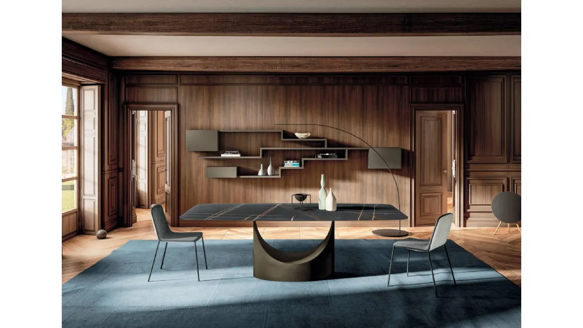 Tavolo in vetro effetto marmo U 2495X di Lago