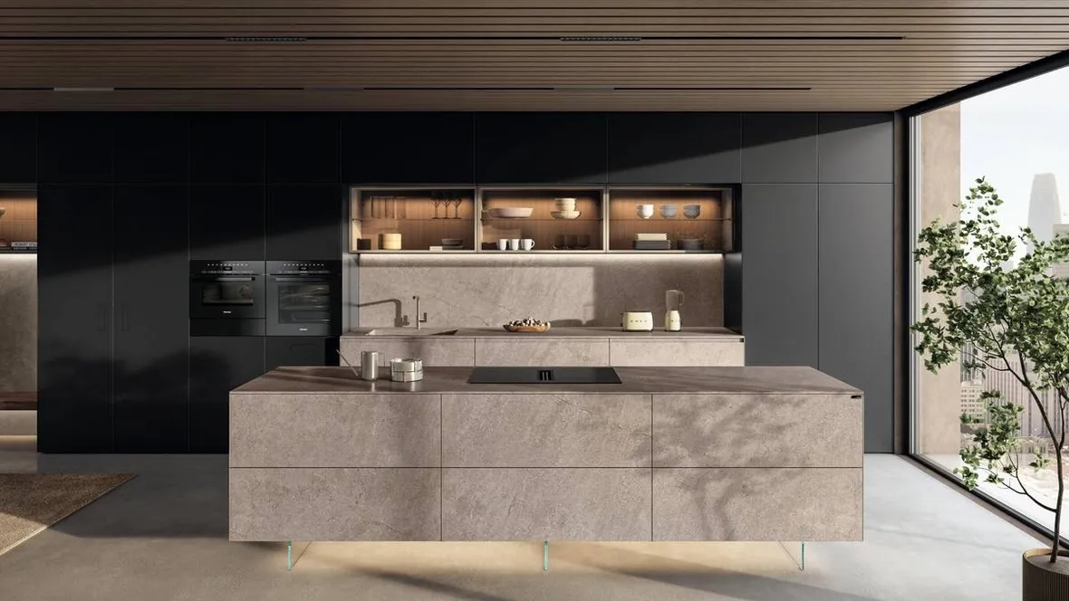 Cucina Design con isola 36e8 Cut Project 2825 di Lago