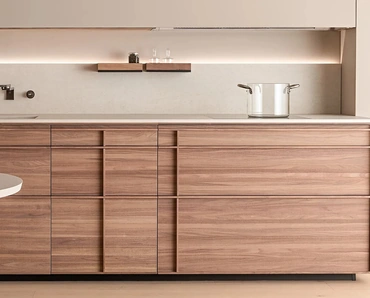 Cucina Design lineare Archigraphica in Noce e top in MDi di Valcucine