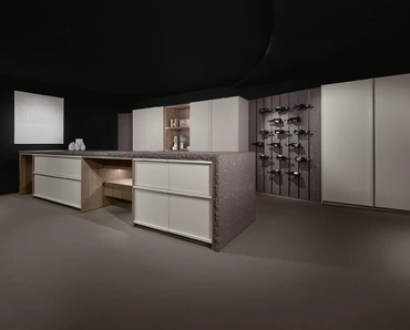 Cucina Design Arena Mass + K table con penisola di Maistri