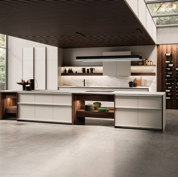 Cucina Design con isola Arena Mass + K table di Maistri