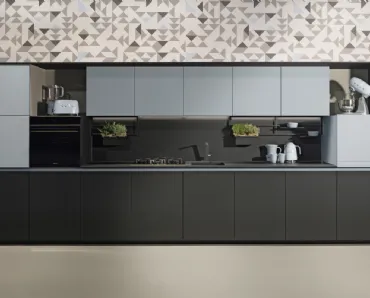 Cucina Design linerae in laccato opaco con colori in contrasto Arka 04 di Maistri