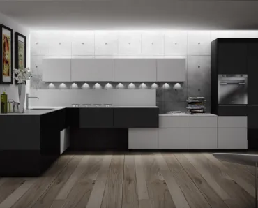 Cucina Design angolare bianca e nera Artematica in laccato 02 di Valcucine