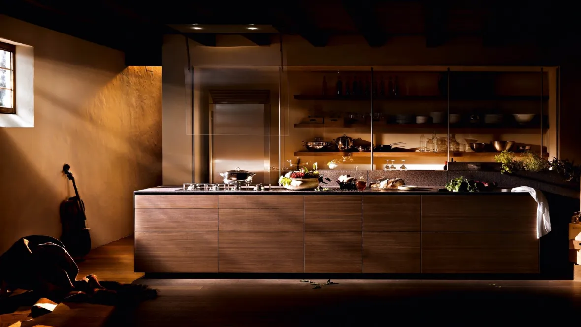 Cucina Design con isola Artematica Noce Tattile di Valcucine