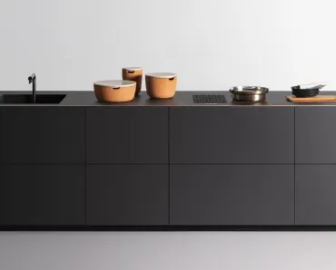 Cucina Design lineare Artematica finitura Soft Outline Carbontec di Valcucine