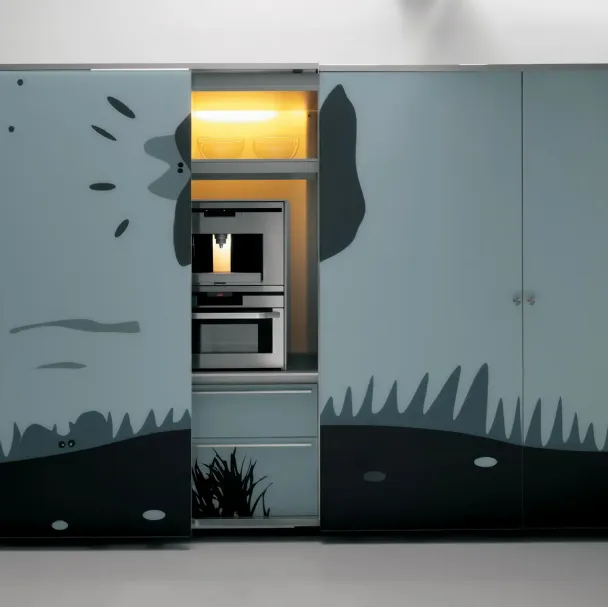 Cucina Design Artematica Vitrum Arte Natura Bianco e Nera di Valcucine