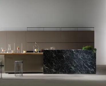 Cucina Design Artematica in vetro lucido e stampato effetto marmo Vitrum Lucido Terra di Valcucine