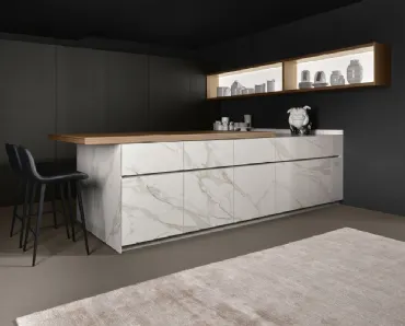 Cucina Design con penisola Giza in cemento e ceramica di Maistri