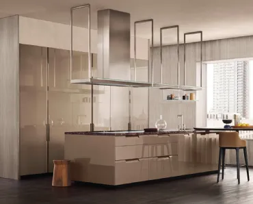 Cucina Design con isola in laccato lucido Shape 02 di Poliform