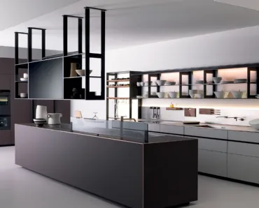 Cucina Design con isola Riciclantica Outline Laminato Cioccolato Piccante di Valcucine