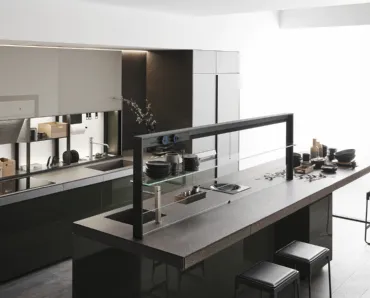 Cucina Design Genius Loci Vitrum Lucido Verde Oceanico di Valcucine