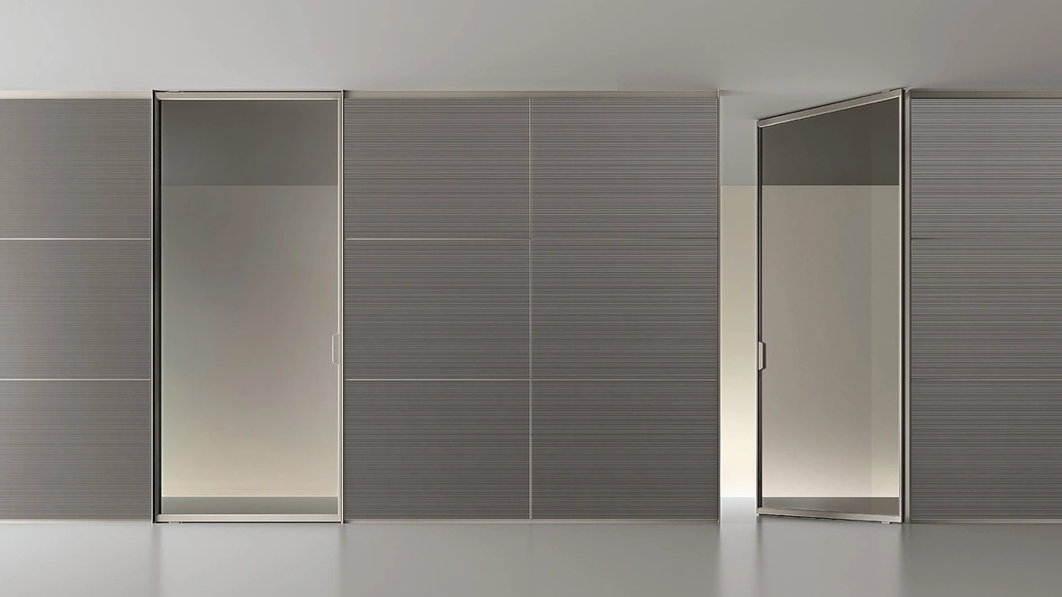 Porta per interni Air Pure Platino e Vetro di Rimadesio