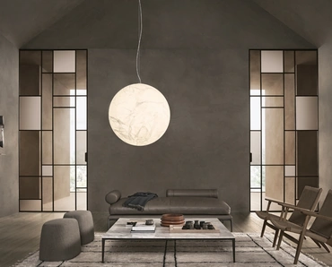 Porta per interni Maxi Scorrevole in vetro con telaio in legno di Rimadesio