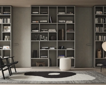 Porta per interni Moon in Litech Grigio Rigato di Rimadesio