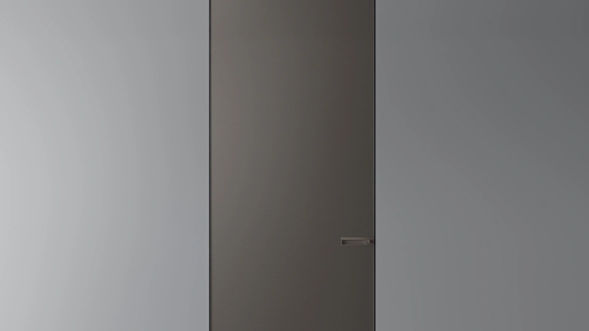 Porta a filo muro per interni Radius in vetro diamante di Rimadesio