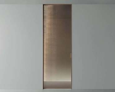 Porta per interni scorrevole Vela in vetro rete bronzo di Rimadesio